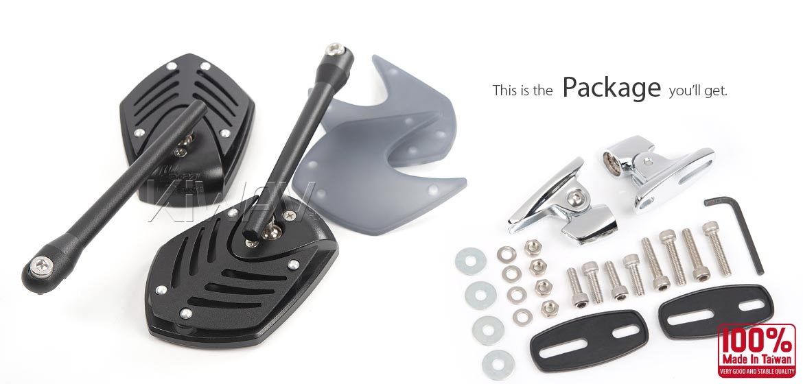 Motorcycle mirrors Shield black fairing mount motorcycle mirrors w/ chrome adapter