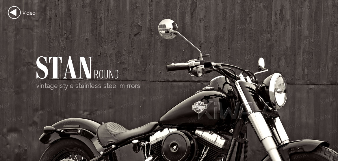 KiWAV stainless retro motorcycle mirrors Stan Round