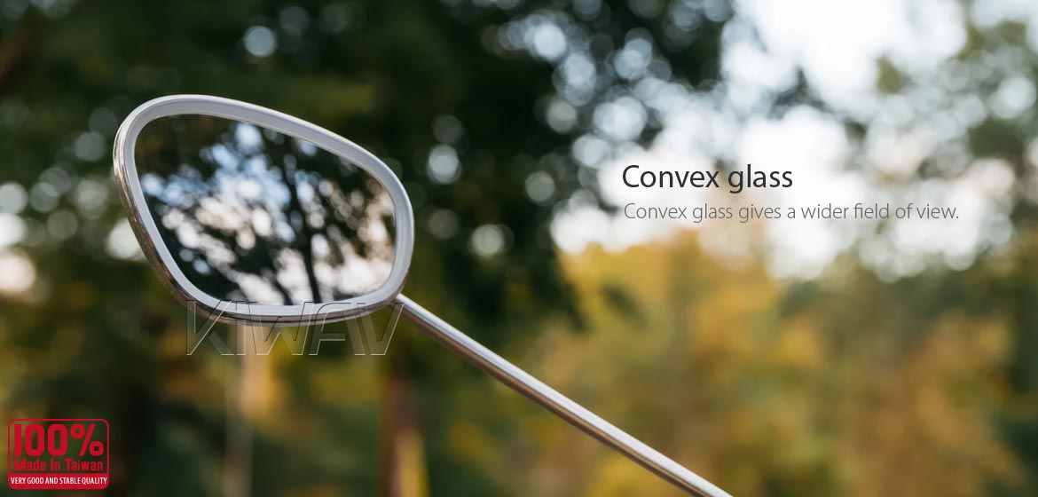 Polished stainless steel Albert style replica rear view mirror LH clutch side perch mount compatible with BMW pre 1970s