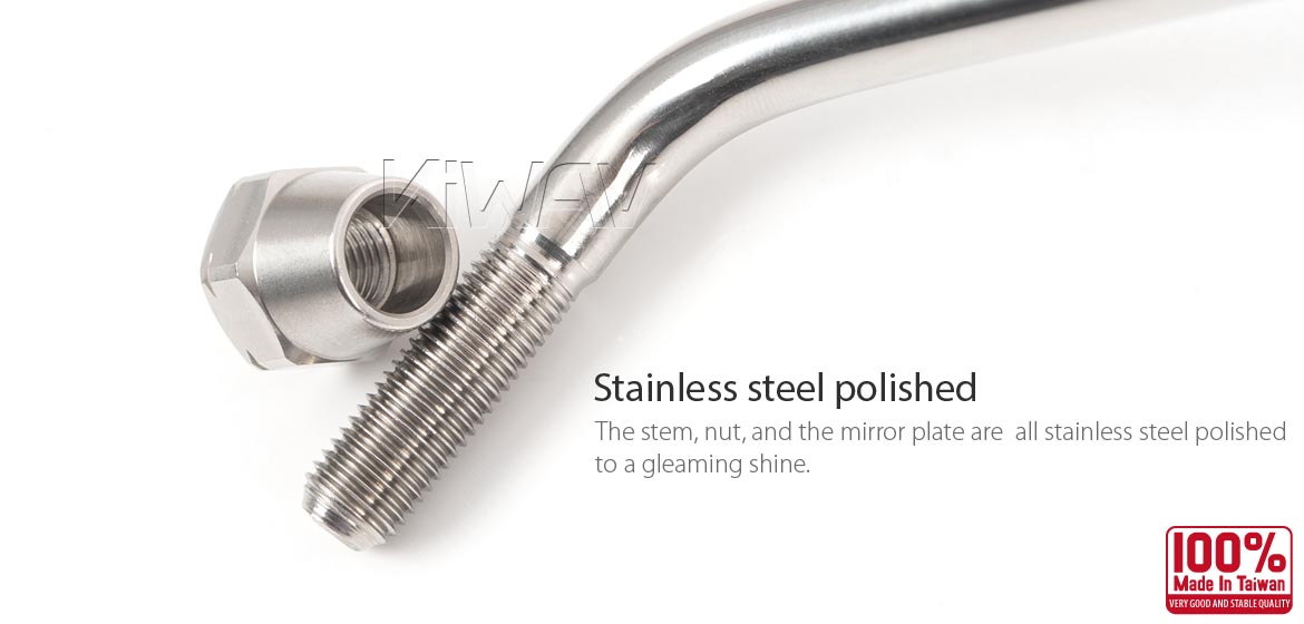 Polished stainless steel Albert style replica rear view mirror LH clutch side perch mount compatible with BMW pre 1970s