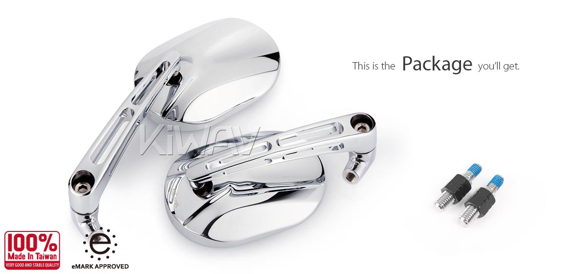 KiWAV motorcycle mirrors Stark chrome 10mm BMW Magazi