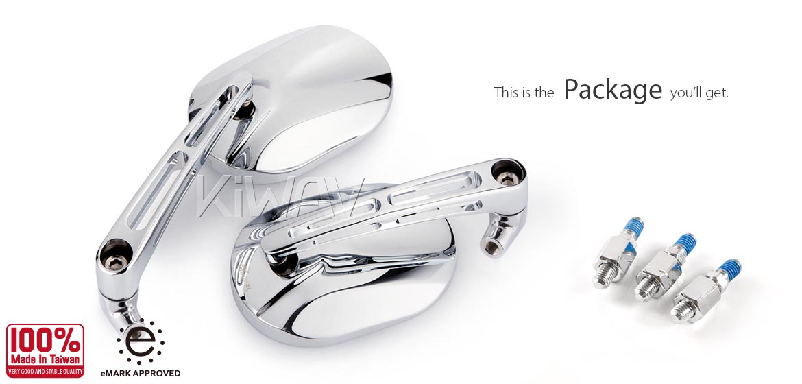 KiWAV motorcycle mirrors Stark chrome Scooter Magazi