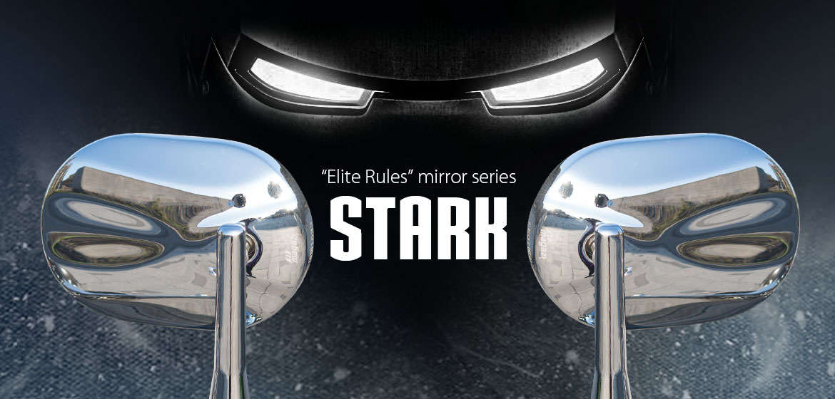 KiWAV motorcycle round bar end mirrors Stark chrome compatible for Moto Guzzi