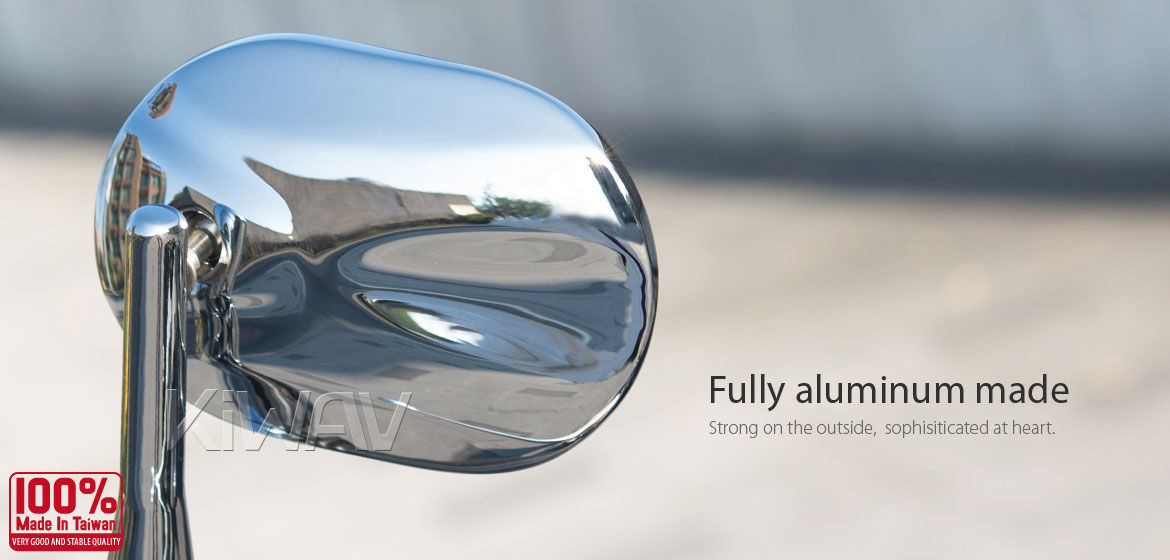 KiWAV motorcycle round bar end mirrors Stark chrome compatible for Moto Guzzi