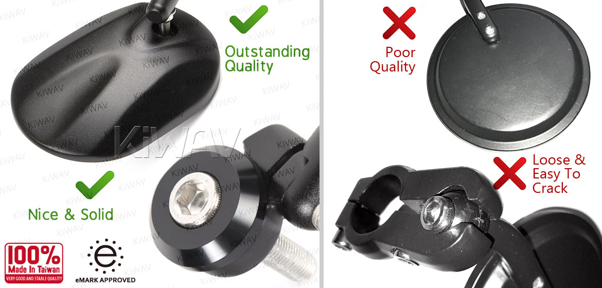 KiWAV bar end mirrors Stark black 12mm bolt for BMW motorcycle Magazi