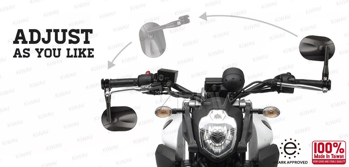 KiWAV bar end mirrors Stark black for Moto Guzzi motorcycles Magazi