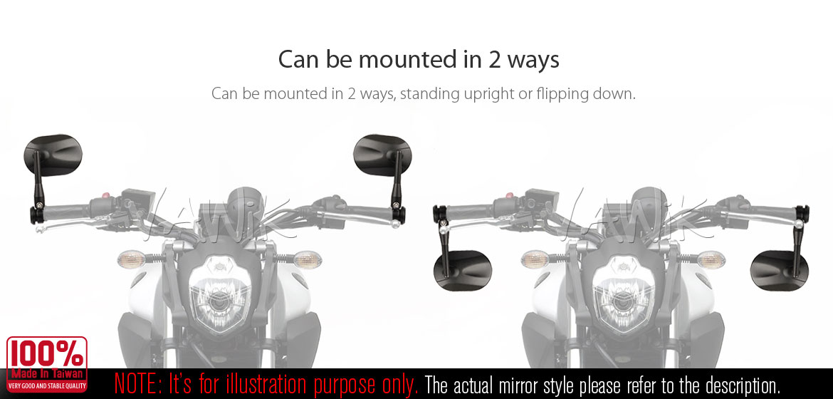 VAWiK bar end mirrors Stark black universal fit Indian Scout Bobber