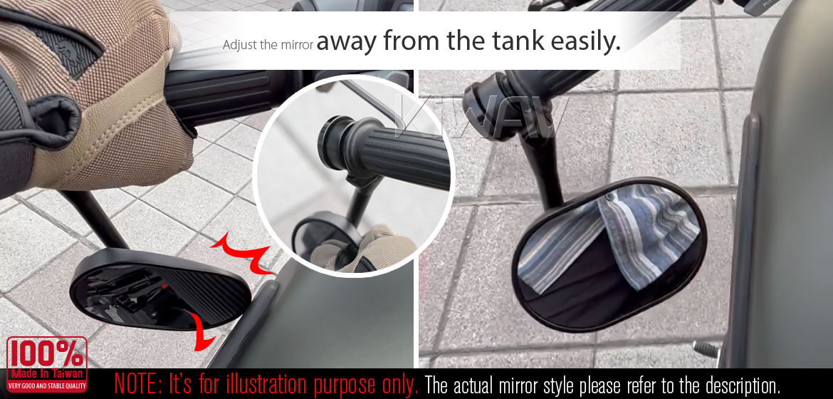 KiWAV motorcycle round bar end mirrors Stark black compatible for Harley Sportster Dyna Softail XG street