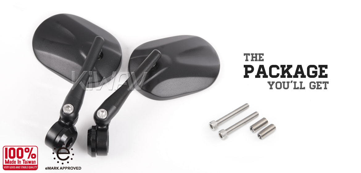 KiWAV motorcycle round bar end mirrors Stark black compatible for Harley Sportster S Nightster 2021-