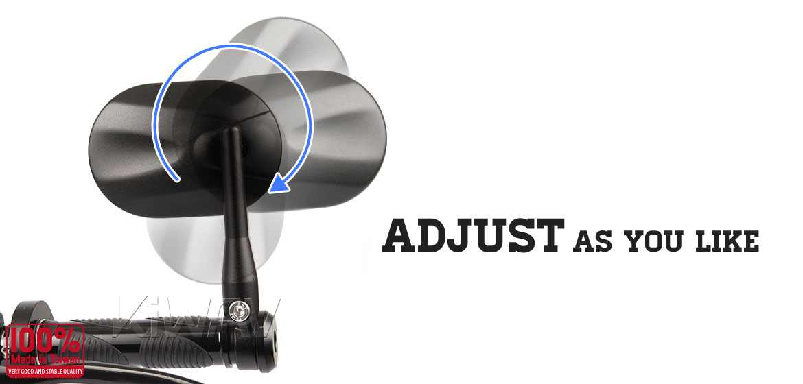 KiWAV motorcycle round bar end mirrors Stark black for 7/8 inch and 1inch hollow end handlebars