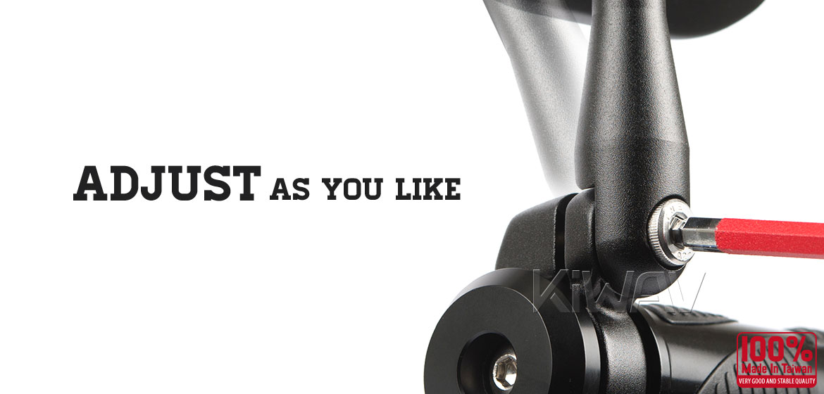 KiWAV motorcycle round bar end mirrors Stark black for 7/8 inch and 1inch hollow end handlebars