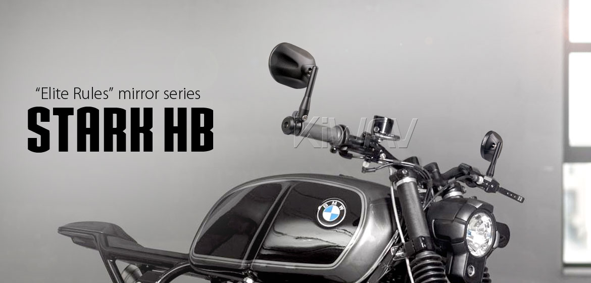 KiWAV bar end mirrors Stark black 12mm bolt for BMW motorcycle Magazi