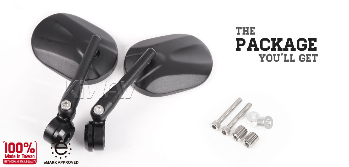 KiWAV bar end mirrors Stark black compatible for BMW M12 threaded handlebar