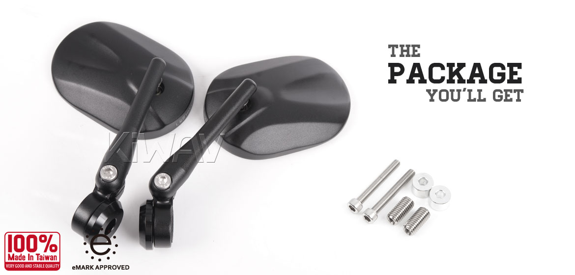 KiWAV bar end mirrors Stark black compatible for BMW M10 threaded handlebar