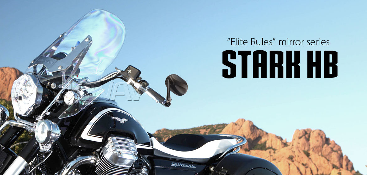 KiWAV bar end mirrors Stark black for Moto Guzzi motorcycles Magazi