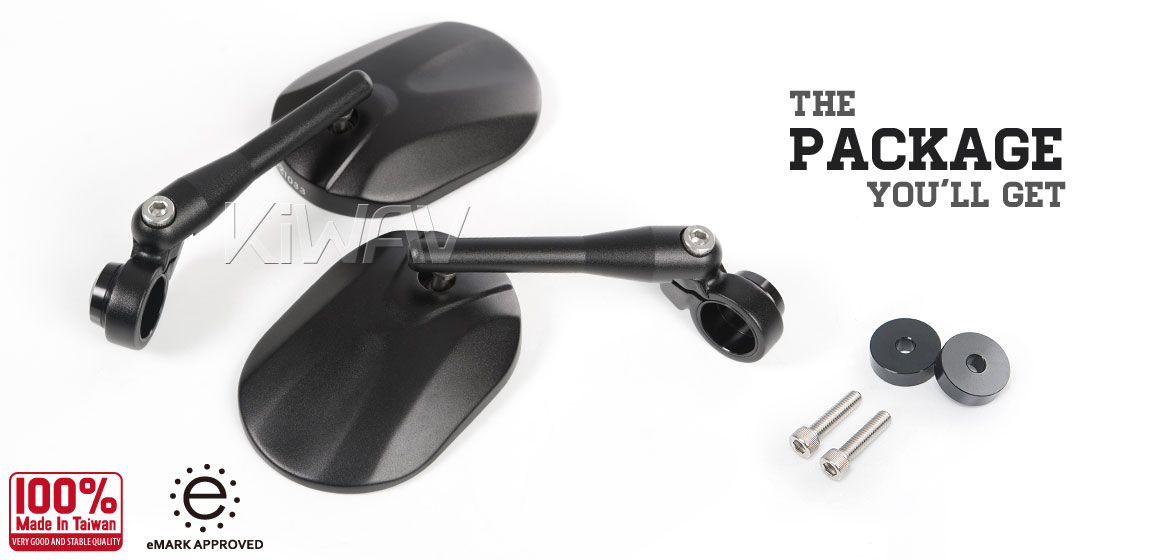 KiWAV bar end mirrors Stark black for Moto Guzzi motorcycles Magazi