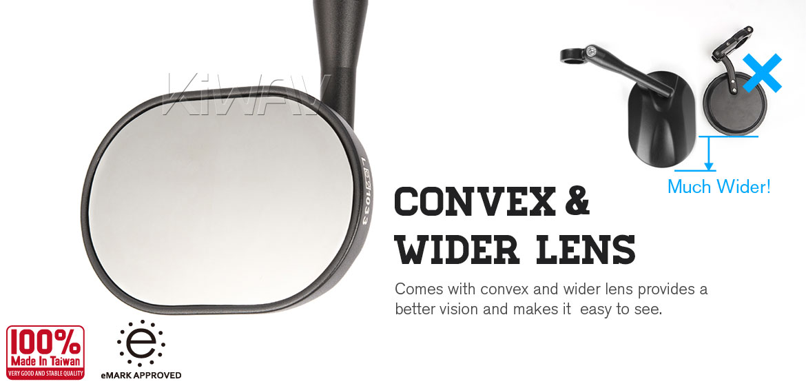 KiWAV motorcycle bar end mirrors Stark black for 22/25mm handlebar