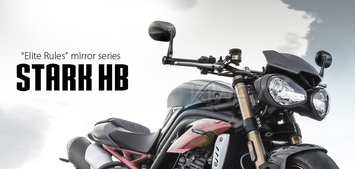 KiWAV motorcycle round bar end mirrors Stark black for 7/8 inch and 1inch hollow end handlebars