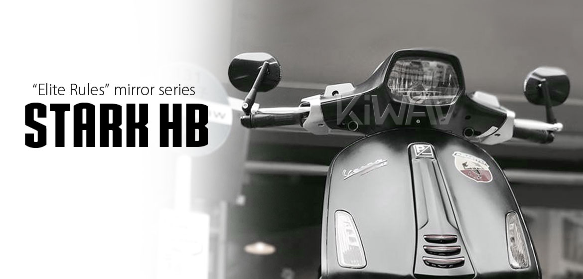 KiWAV motorcycle round bar end mirrors Stark black compatible for Honda specific mini motorcycles