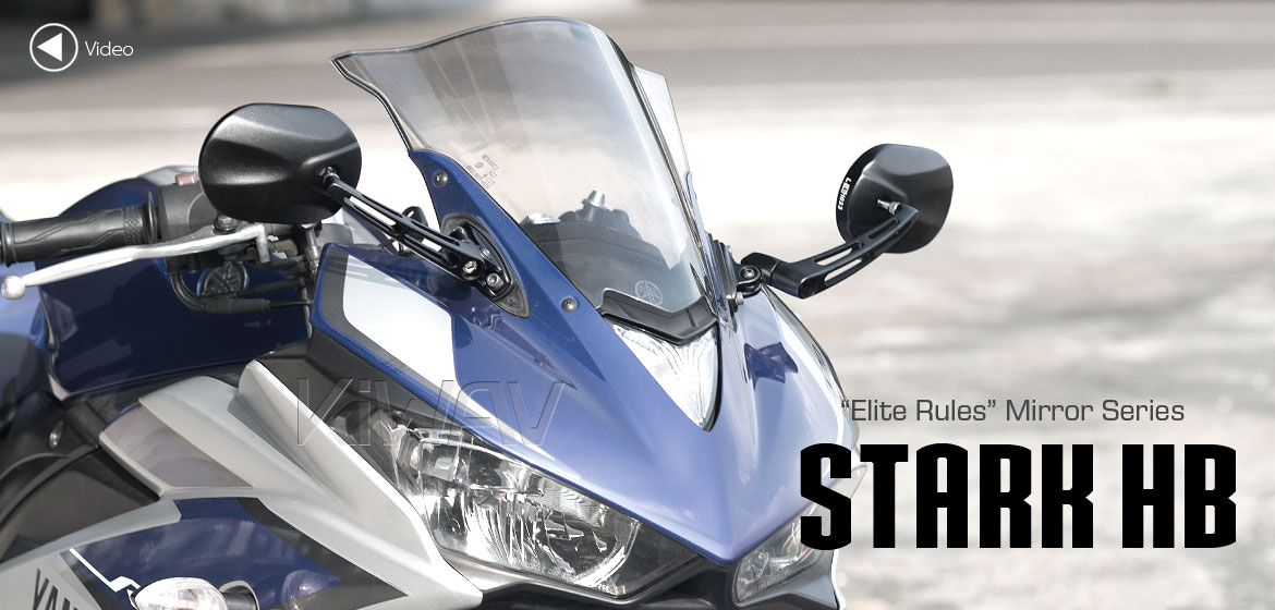 KiWAV motorcycle Stark Black Sportsbike Mirrors With Black Base for sportsbike