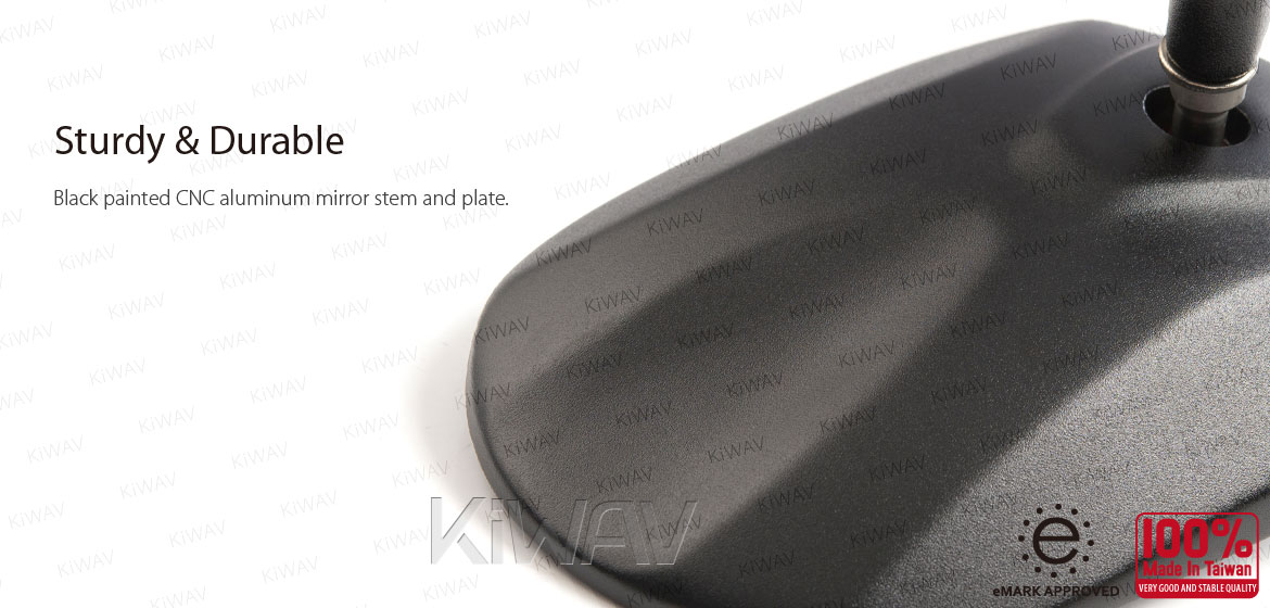 KiWAV motorcycle Stark Black Sportsbike Mirrors With Black Base for sportsbike
