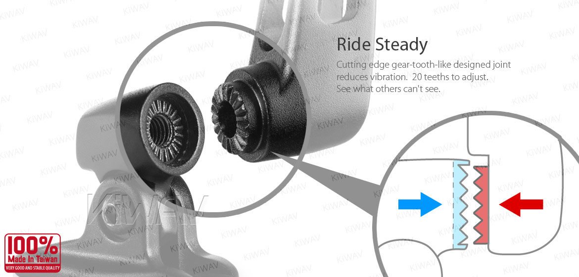 KiWAV motorcycle Stark Black Sportsbike Mirrors With Black Base for sportsbike