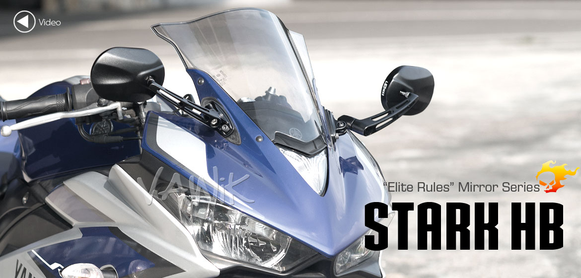 VAWiK motorcycle Stark Black Sportsbike Mirrors With Black Base