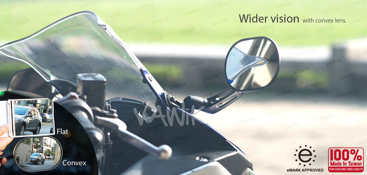 VAWiK motorcycle Stark Black Sportsbike Mirrors With Black Base