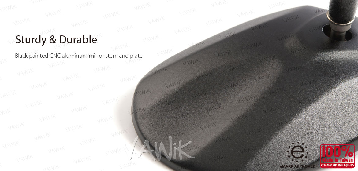VAWiK motorcycle Stark Black Sportsbike Mirrors With Black Base