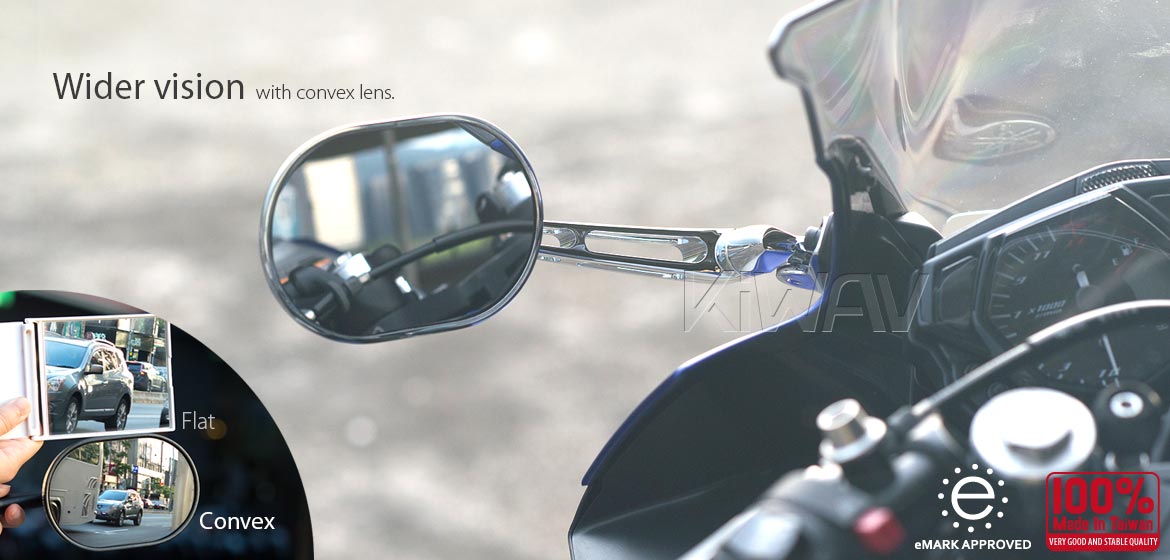 KiWAV motorcycle Stark Chrome Sportsbike Mirrors With chrome base for sportsbike