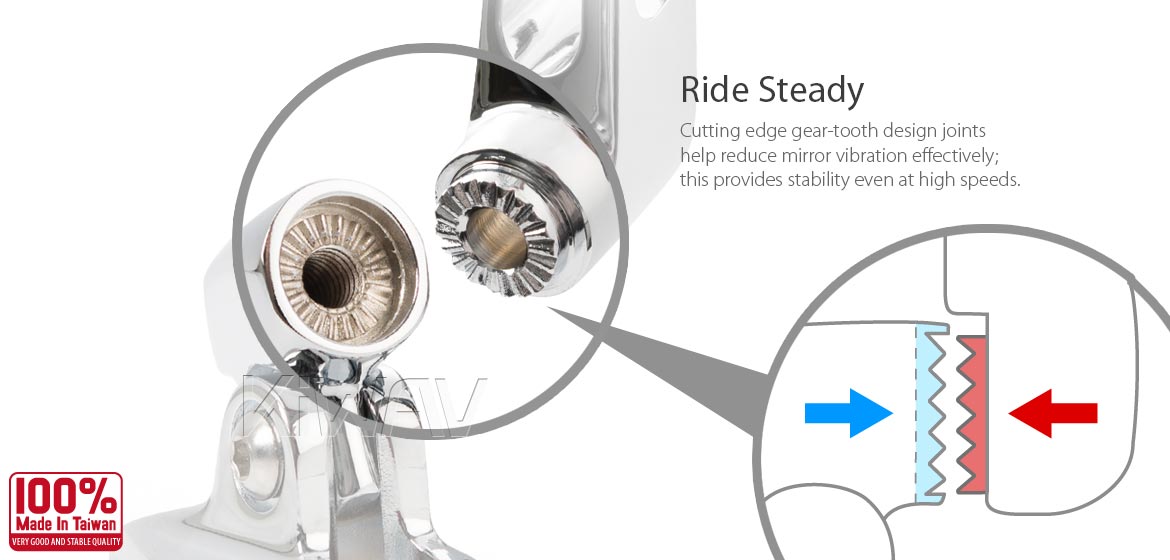KiWAV motorcycle Stark Chrome Sportsbike Mirrors With chrome base for sportsbike