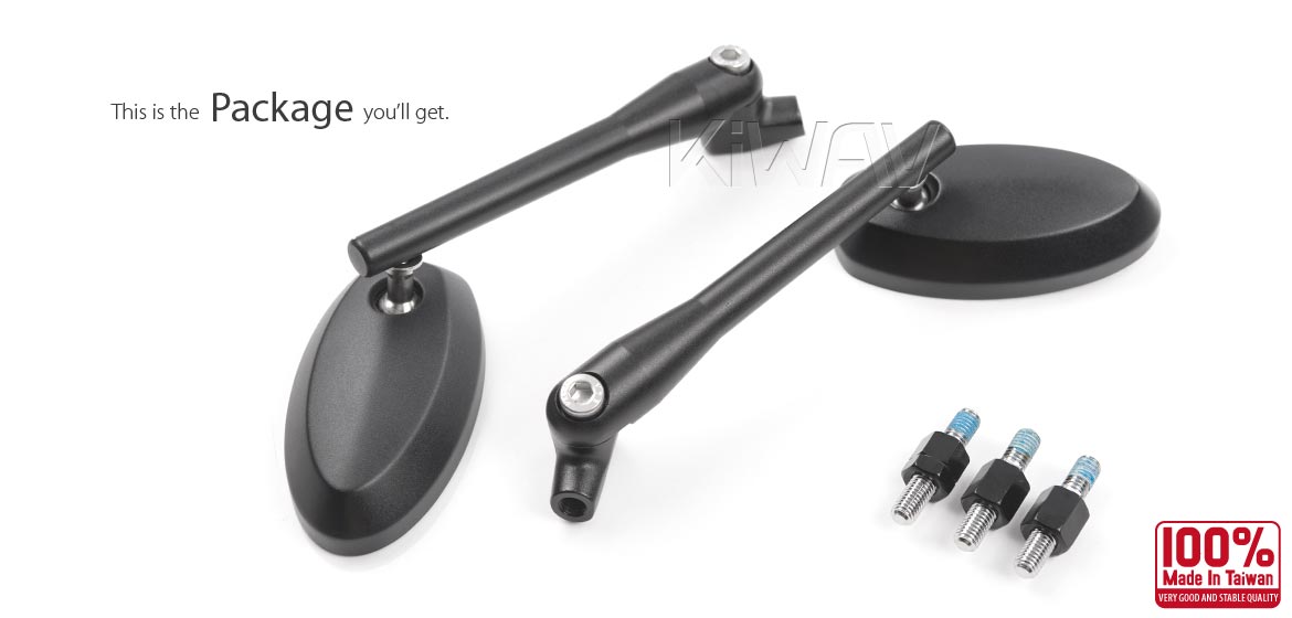 KiWAV motorcycle mirrors Trusti universal fit for 8mm mirror thread
