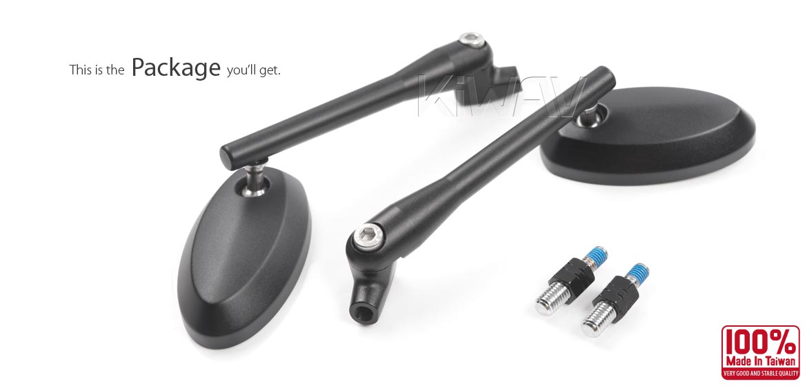 KiWAV motorcycle mirrors Trusti compatible for most BMW bikes