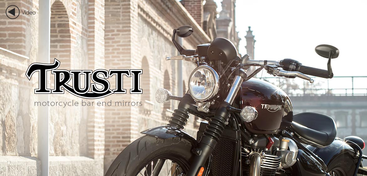 KiWAV motorcycle aluminum bar end mirrors Trusti black compatible for Triumph air-cooled motorcycles