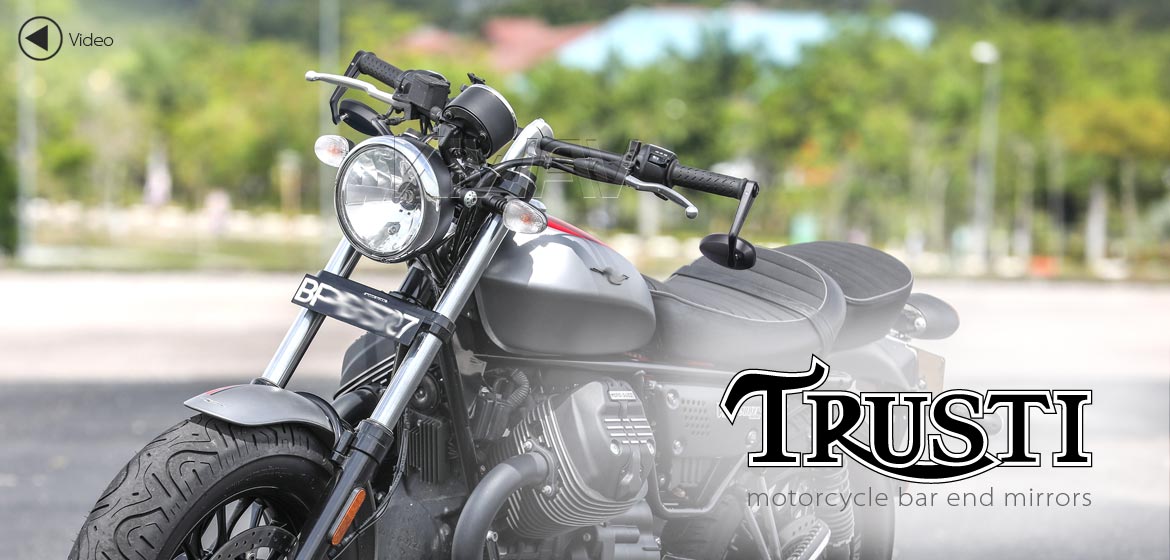 KiWAV motorcycle aluminum bar end mirrors Trusti black compatible for Moto Guzzi motorcycles