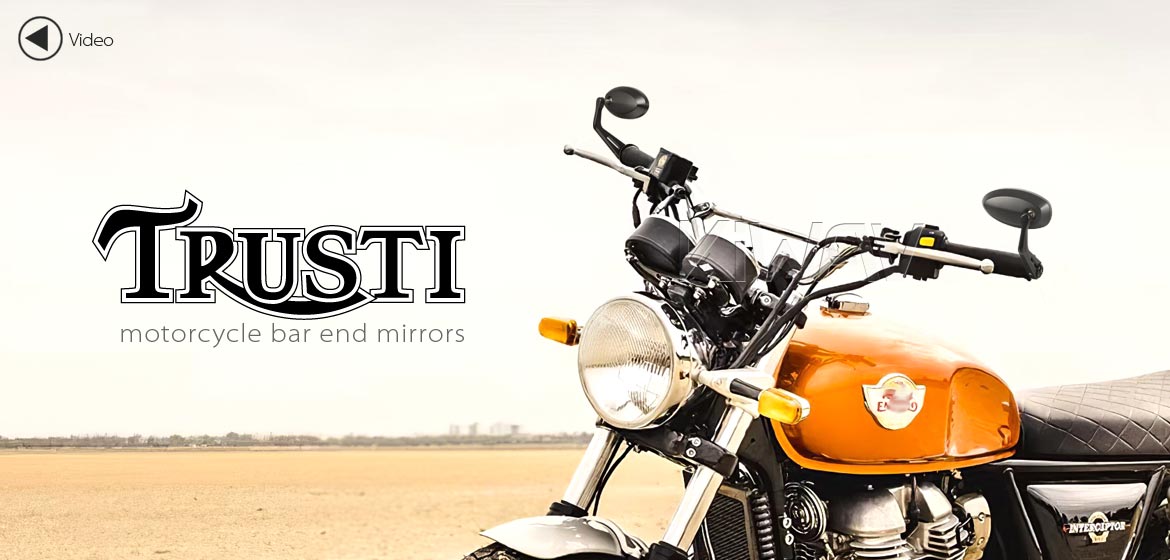 KiWAV motorcycle aluminum bar end mirrors Trusti black compatible for Royal Enfield Interceptor 650 motorcycles