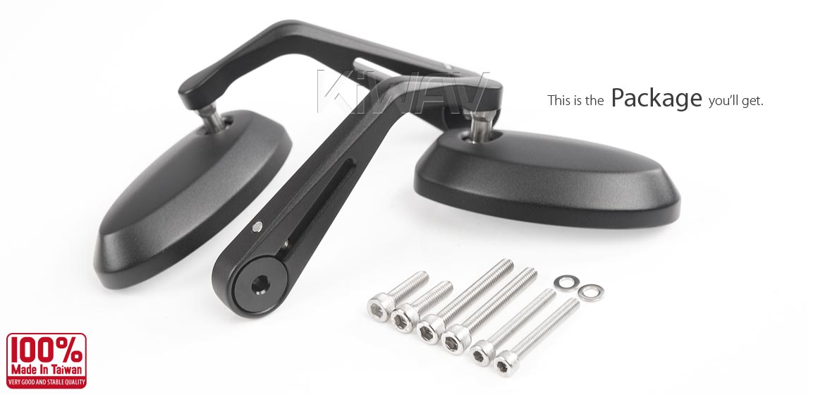KiWAV motorcycle aluminum bar end mirrors Trusti black compatible for Triumph air-cooled motorcycles