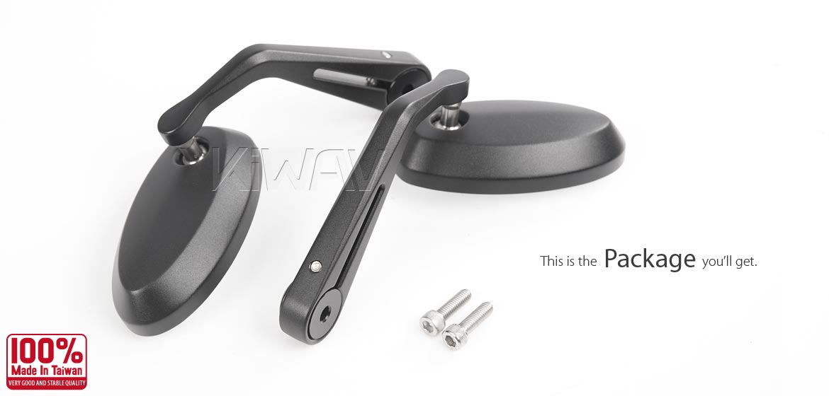 KiWAV motorcycle aluminum bar end mirrors Trusti black compatible for Moto Guzzi motorcycles