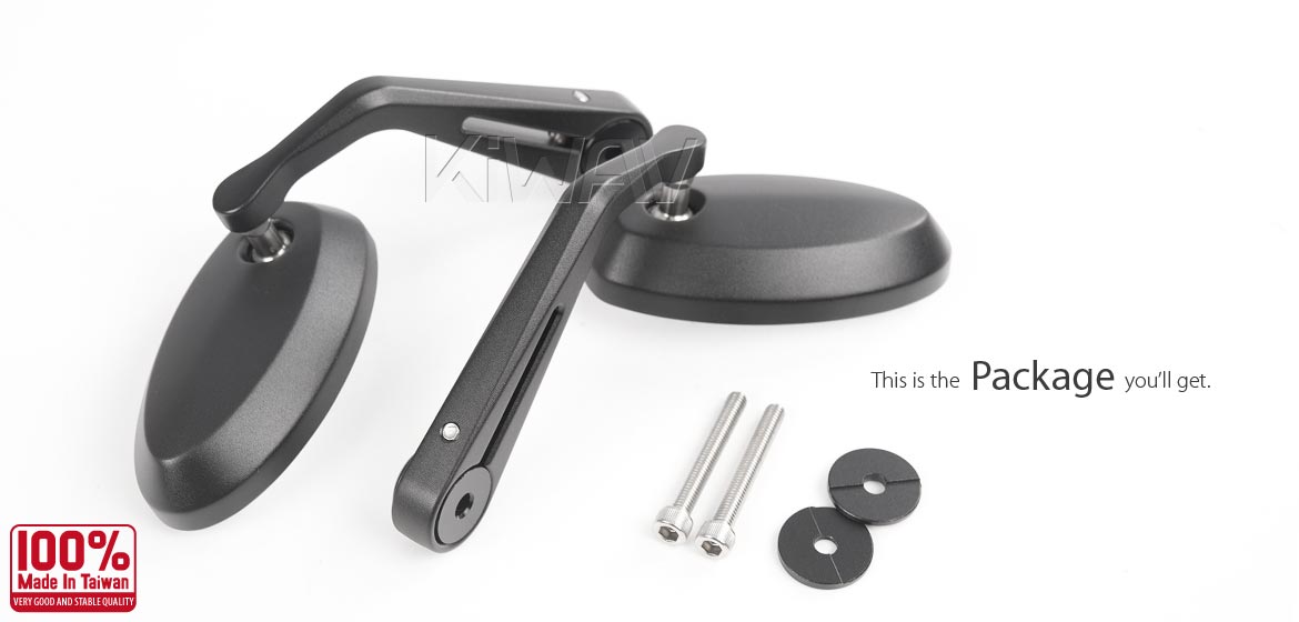 KiWAV motorcycle aluminum bar end mirrors Trusti black compatible for Royal Enfield Interceptor 650 motorcycles