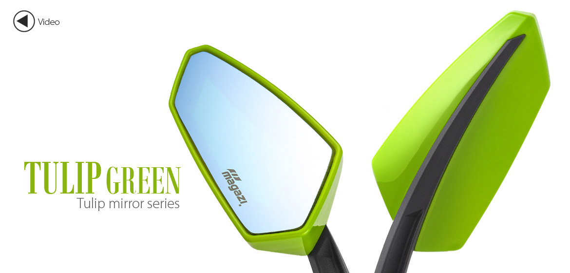 KiWAV Tulip green motorcycle mirrors universal fit Magazi
