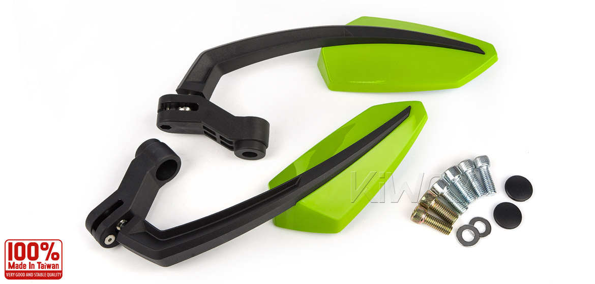 KiWAV Tulip green motorcycle mirrors universal fit Magazi
