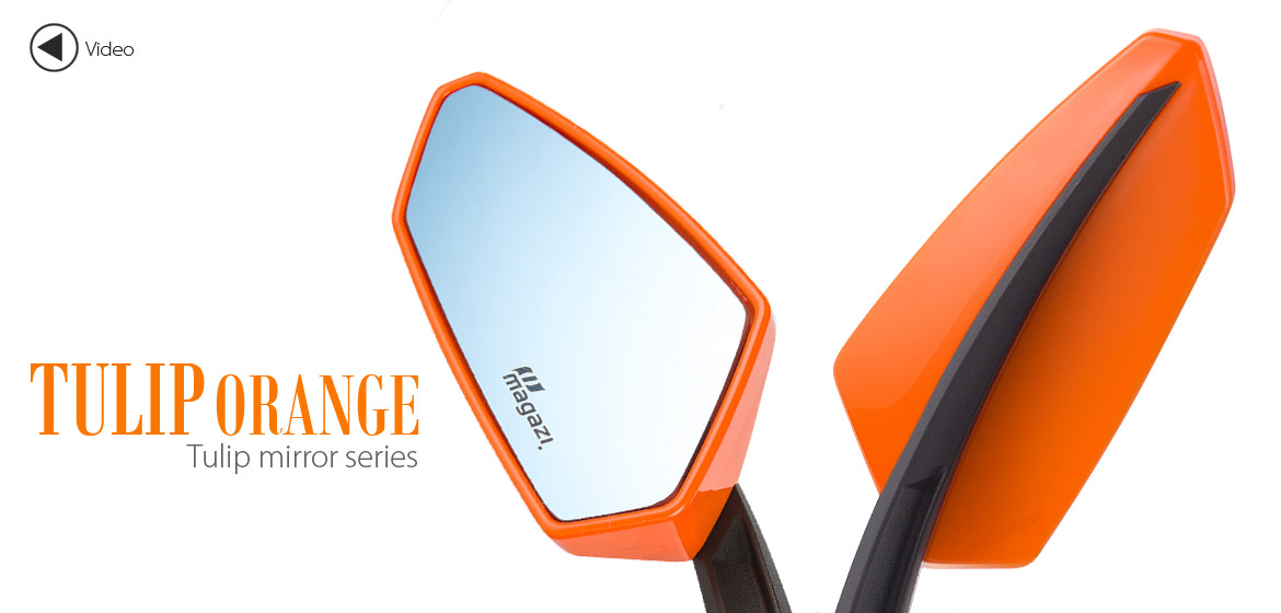 KiWAV Tulip orange motorcycle mirrors universal fit Magazi