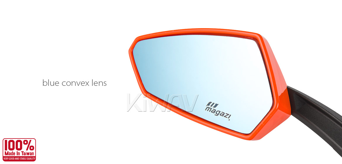 KiWAV Tulip orange motorcycle mirrors universal fit Magazi