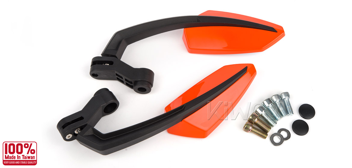 KiWAV Tulip orange motorcycle mirrors universal fit Magazi