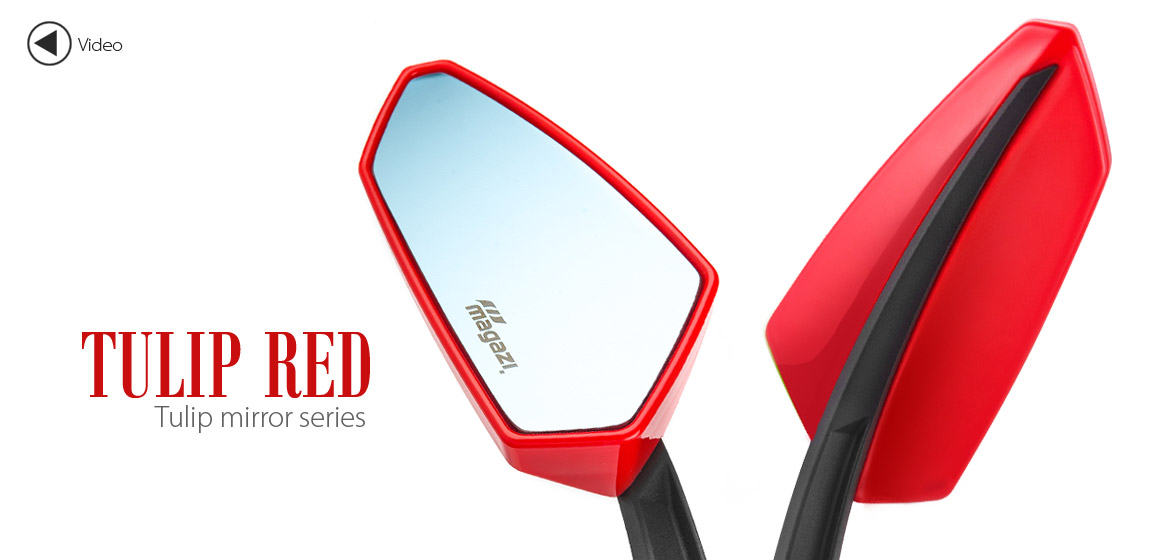 KiWAV Tulip red motorcycle mirrors universal fit Magazi