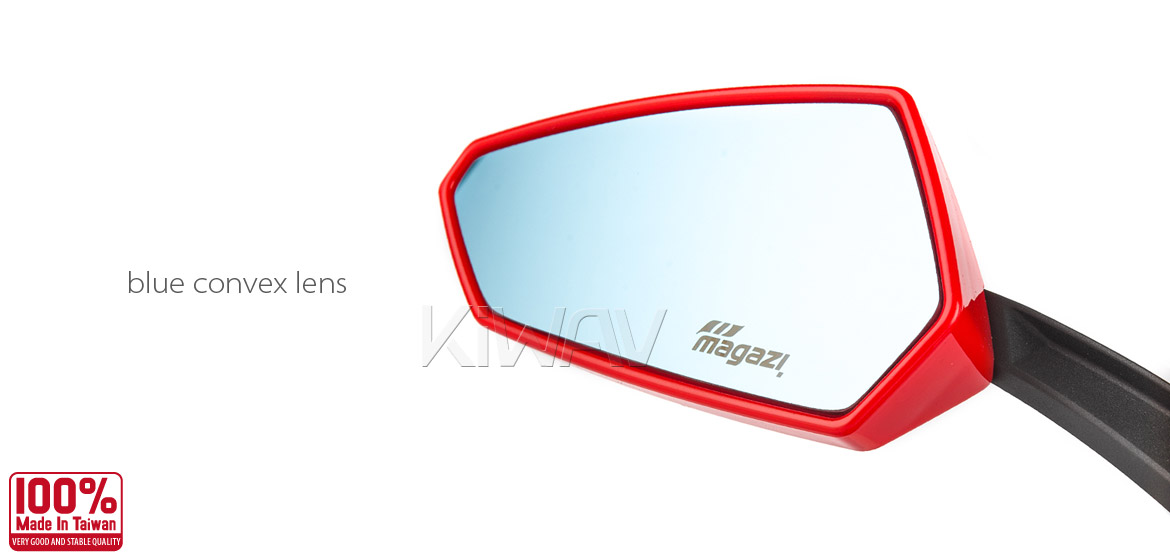 KiWAV Tulip red motorcycle mirrors universal fit Magazi