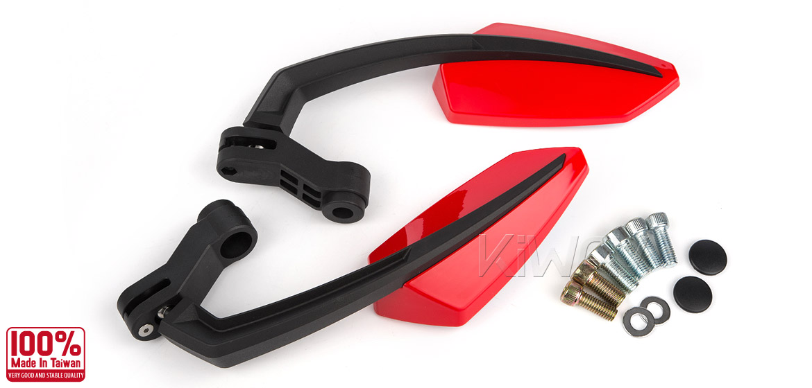 KiWAV Tulip red motorcycle mirrors universal fit Magazi