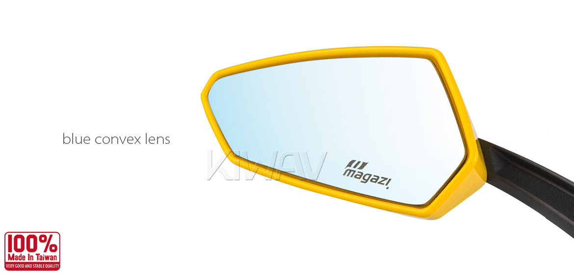 KiWAV Tulip yellow motorcycle mirrors universal fit Magazi