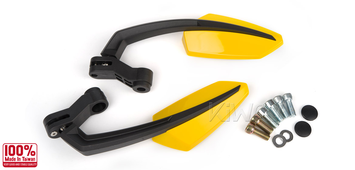 KiWAV Tulip yellow motorcycle mirrors universal fit Magazi
