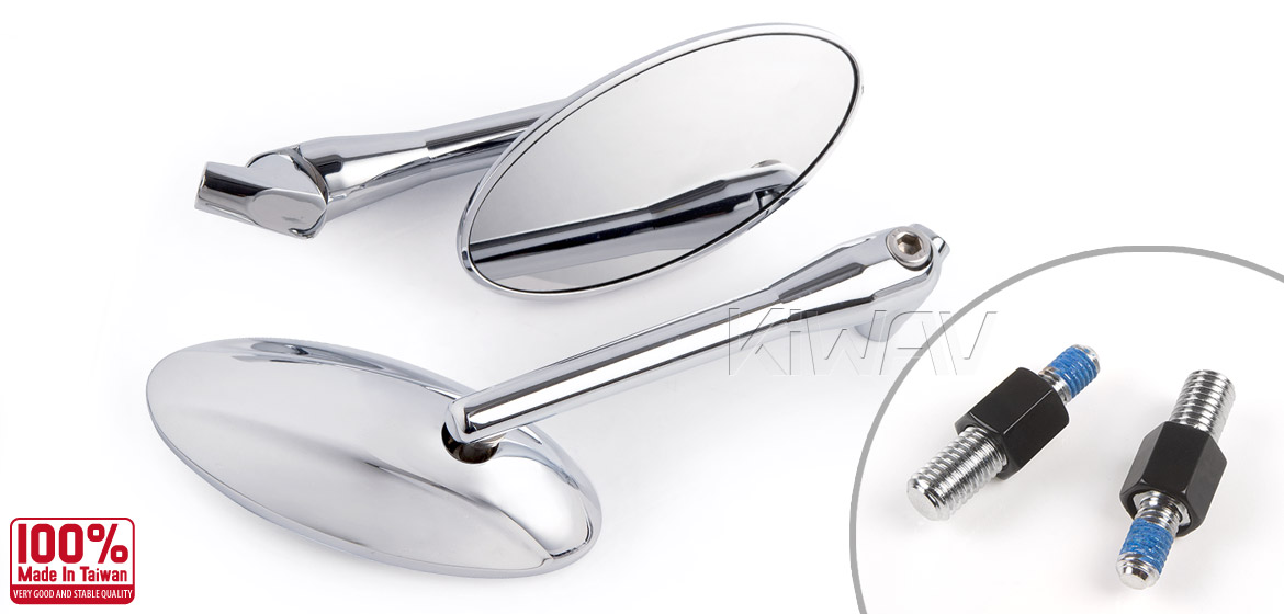 KiWAV motorcycle mirrors Ultra chrome for BMW
